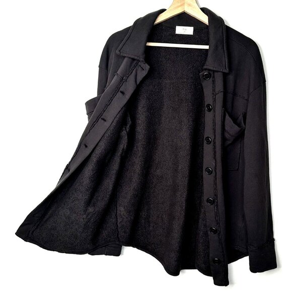 Anthropologie tna Womens Cardigan Sweater Button Front Knit Top Raw Hem Black XS - Picture 3 of 13